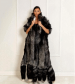 Charmaine | Luxury Double Face Scandinavian Silver Fox & White Rex Boa-Cape With Detachable Tails