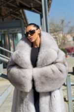 Kirrily | Luxury Rare Scandinavian Sapphire Blue Fox Full Length Fur Coat With Extra Lavish Huge Collar - Image 2