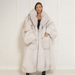 Kite | Luxury Scandinavian Blue Fox Long Coat With Lavish Double Sided Notched Collar