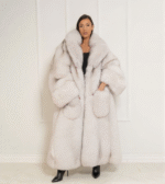 Kite | Luxury Scandinavian Blue Fox Long Coat With Lavish Double Sided Notched Collar