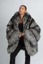 Emilli | Luxury Scandinavian Silver Fox Fur Jacket / Cape Style With Lavish Fur Collar & Sleeves - Image 2