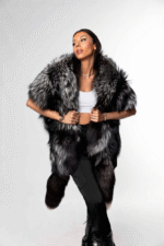 Luxury Classy Silver Fox Fur Cape-Etol With Tails - Image 3