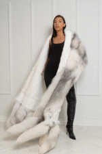 Rollins | Luxury Rare Double Face Scandinavian Shadow Blue Frost Fox & White Rex Boa-Cape With Detachable Tails - Image 2