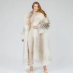 Dakoa | Luxury Rare Scandinavian Fawn Light Fox Full Length Fur Coat With Extra Lavish Collar