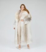 Dakoa | Luxury Rare Scandinavian Fawn Light Fox Full Length Fur Coat With Extra Lavish Collar
