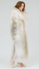 Dakoa | Luxury Rare Scandinavian Fawn Light Fox Full Length Fur Coat With Extra Lavish Collar - Image 2