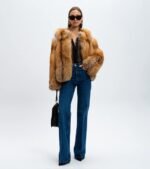 Raquel | Luxury Scandinavian Gold Fox Fur Jacket With U Type Collar