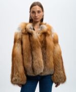 Raquel | Luxury Scandinavian Gold Fox Fur Jacket With U Type Collar - Image 2