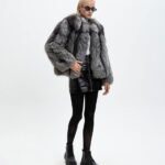 Sibyl | Luxury Scandinavian Silver Fox Fur Jacket With U Type Collar