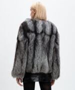 Sibyl | Luxury Scandinavian Silver Fox Fur Jacket With U Type Collar - Image 2