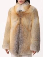 Kailin | Luxury Scandinavian Golden Island Fox Jacket With Collar - Image 2