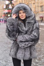 Leeaster | Luxury Scandinavian Silver Fox Fur Jacket With Lavish Fur Hood - Image 4