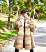 Lana | Luxury Saga Golden Island Fox Fur Coat With Huge Frontal Shawl Collar
