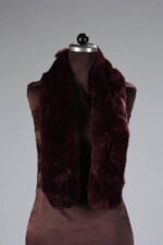 Burgundy Rex Rabbit Fur Scarf - Image 2