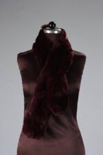Burgundy Rex Rabbit Fur Scarf