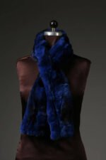 Blue Black Rex Rabbit Fur Scarf collar