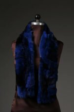 Blue Black Rex Rabbit Fur Scarf collar - Image 2