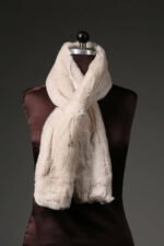 Cream Rex Rabbit Fur Scarf - Image 2