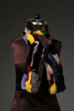 Multi Color Rex Rabbit Fur Scarf - Image 2