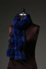 Blue Black Rex Rabbit Fur Scarf collar - Image 3