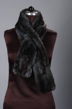 Charcoal Rex Rabbit Fur Scarf - Image 2