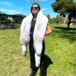 Luxury Blue Fox Fur Boa With Tails