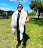 Luxury Blue Fox Fur Boa With Tails