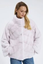 Katalia | Luxury Scandinavian White Mink Fur Jacket With Stand Up Collar - Image 5