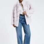 Katalia | Luxury Scandinavian White Mink Fur Jacket With Stand Up Collar