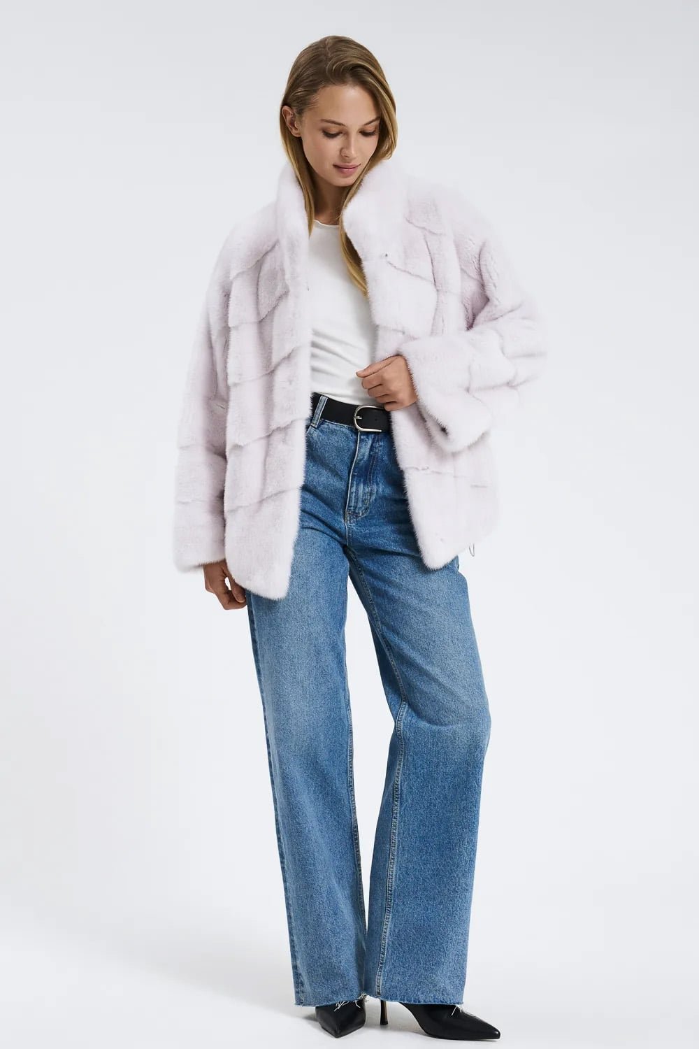 mink-43-5 Katalia | Luxury Scandinavian White Mink Fur Jacket With Stand Up Collar - Image 1