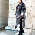 Luxury Double Face Scandinavian Blue Frost Fox & Grey Rex Boa-Cape With Detachable Tails