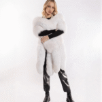 Luxury Shadow White Fox Fur Boa With Tails