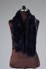 Navy Blue Rex Rabbit Fur Scarf - Image 2