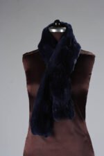 Navy Blue Rex Rabbit Fur Scarf