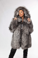 Melita | Real Silver Fox Fur Jacket With Hood - Image 2