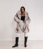 Zellè | Luxury Scandinavian Blue Fox Fur Jacket With Lavish Fur Collar - Image 2