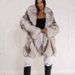 Zellè | Luxury Scandinavian Blue Fox Fur Jacket With Lavish Fur Collar