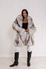 Zellè | Luxury Scandinavian Blue Fox Fur Jacket With Lavish Fur Collar