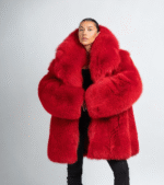 Letina | Luxury Scandinavian Double Sided Ferrari Red Fox Fur Jacket With Internal Huge Lavish Fur Collar - Image 2