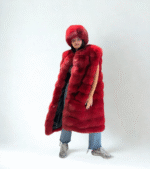 Kassanda | Luxury Long Red Cherry Fox Fur Vest Set With Lavish Fur Hat - Image 2