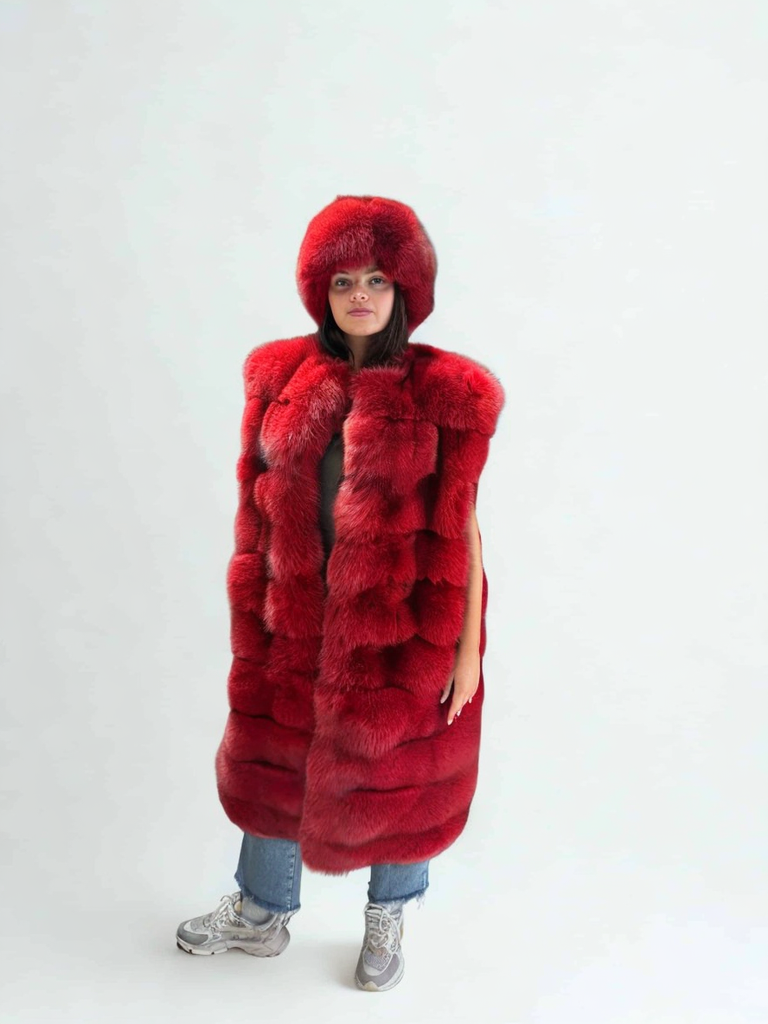pxbee_eraser_2025-12-10_19-09-12 Kassanda | Luxury Long Red Cherry Fox Fur Vest Set With Lavish Fur Hat - Image 1