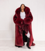 Eulalie | Luxury Scandinavian Oversized Cherry Red Fox Fur Coat Full Length With Detachable Tails - Image 2