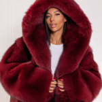 Eulalie | Luxury Scandinavian Oversized Cherry Red Fox Fur Coat Full Length With Detachable Tails