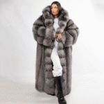 Bexley | Luxury Scandinavian Blue Frost Fox Full Length Coat With Lavish Hood