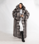 Bexley | Luxury Scandinavian Blue Frost Fox Full Length Coat With Lavish Hood
