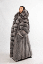 Bexley | Luxury Scandinavian Blue Frost Fox Full Length Coat With Lavish Hood - Image 2
