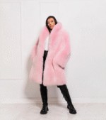 Kairi | Luxury Scandinavian Fox Fur Coat Dyed Pink With Lavish Shawl Collar