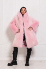 Kairi | Luxury Scandinavian Fox Fur Coat Dyed Pink With Lavish Shawl Collar - Image 2