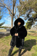 Sutton | Luxury Scandinavian Black Fox Fur Jacket With Double Fur Hood - Image 2