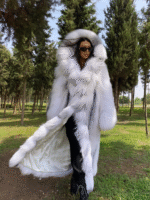 Audrey | Luxury Artic Marble Fox Fur Coat